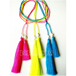 necklace tassel bead crystal double pendant